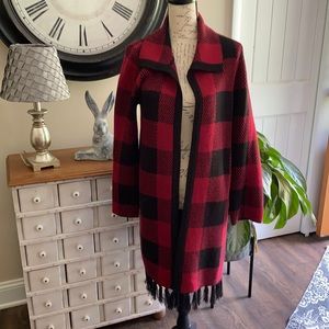 Buffalo check cardigan.